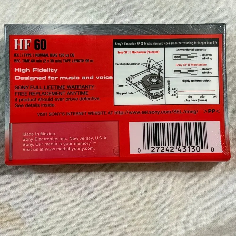 Vtg NOS Sony HF 60 Minute Blank Audio Cassette Tape C-60HFC 4 pack